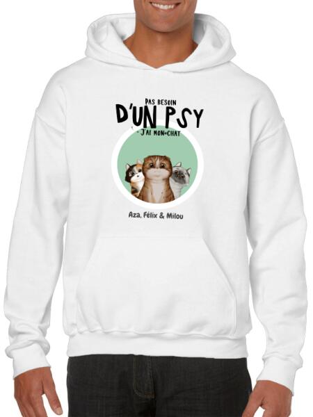 Pas besoin d'un psy j'ai mon chat - T-shirt personnalisé