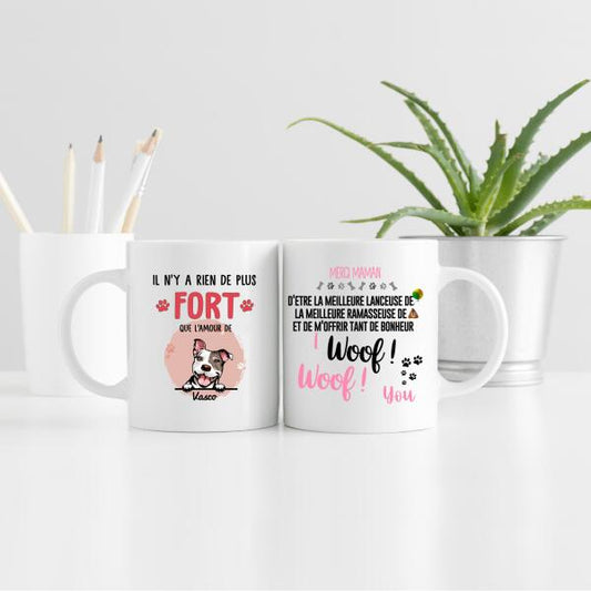 "Il n'y a rien de plus fort que l'amour de" chat ou chien - Tasse personnalisée