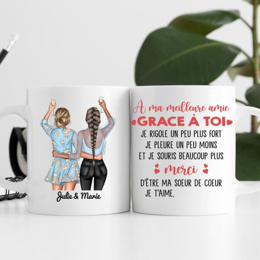 Mug Personnalisé Noël Meilleure Amie, Tasse de Noël Cadeau pour l'Âme Sœur  de Noël, Jusqu'à 6 filles –