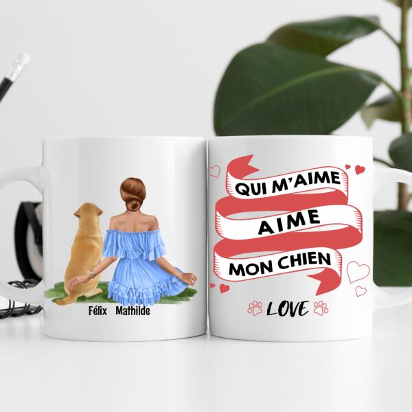 Qui m'aime, aime mon chien - Tasse personnalisée - choisir chat ou chien
