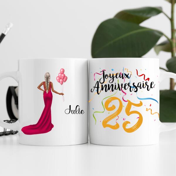 Joyeux anniversaire - Tasse personnalisée - Age modifiable