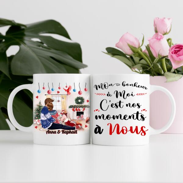 Tasse de Noel pour Couple - Mon bonheur à moi - Texte Personnalisé