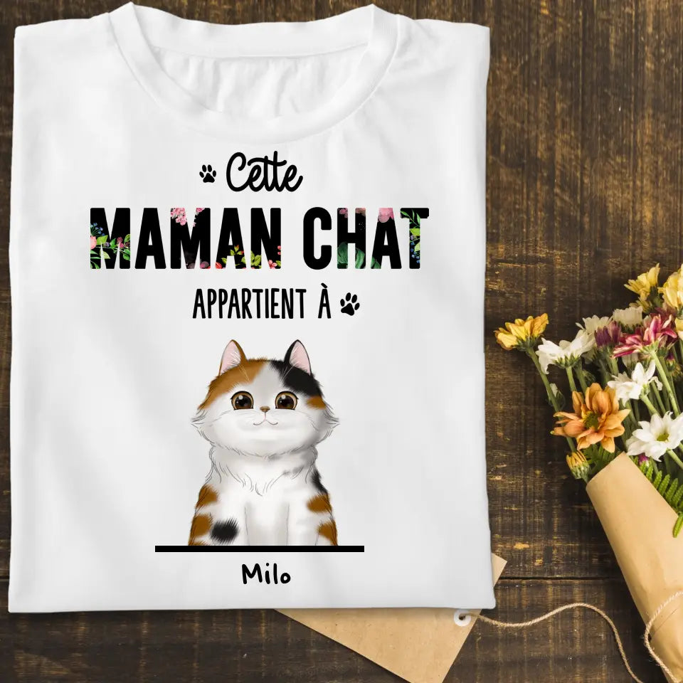 Maman ou Papa Chat - Noms Personnalisés - Jusqu'à 3 Chats