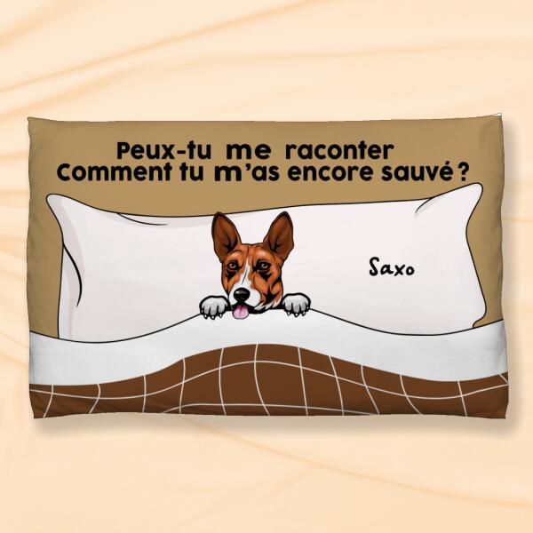 Peux-tu nous raconter comment tu nous as encore sauvés ? - Coussin Rectangulaire personnalisée