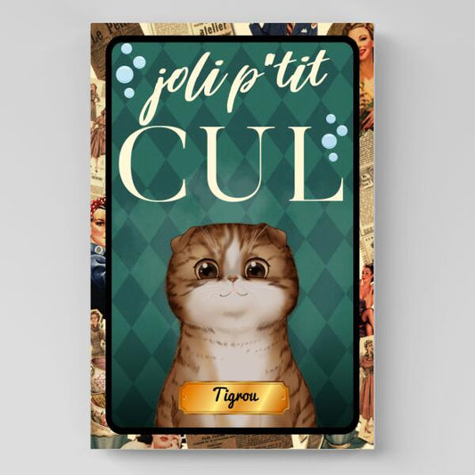 Joli p'tit cul - Toile et affiche de toilette - Chat et noms personnalisables - jusqu'à 5 chats