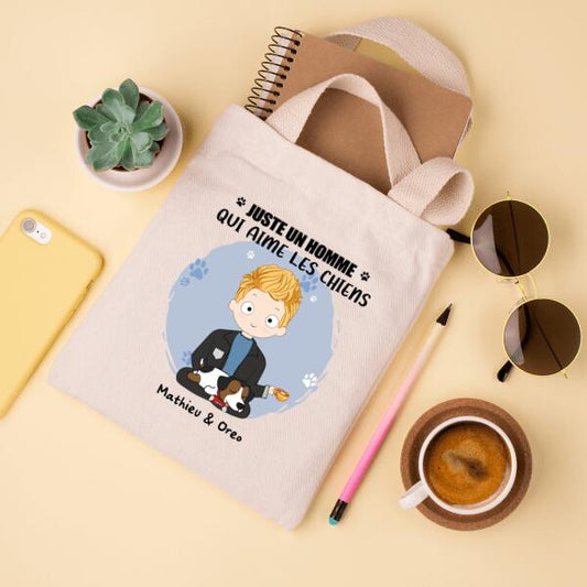 Juste un homme qui aime les chiens - Tote Bag personnalisé - Jusqu'à 5 chiens