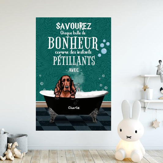 Prenons une douche d'abord - Affiche ou tableau - Chiens et Noms personnalisables - jusqu'à 3 chiens