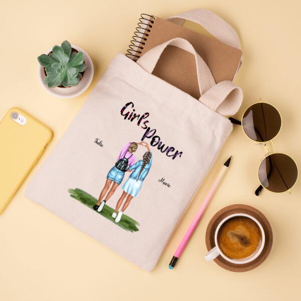 Girl Power - Tote Bag - Textes, Peaux, Cheveux et Prénoms Personnalisable - Jusqu'à 4 personnes