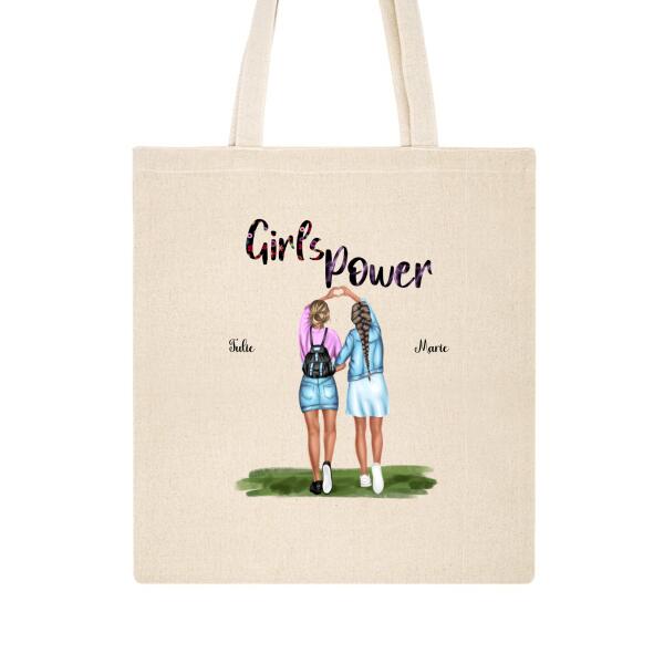 Girl Power - Tote Bag - Textes, Peaux, Cheveux et Prénoms Personnalisable - Jusqu'à 4 personnes