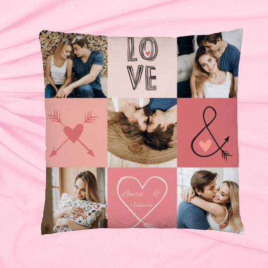 Coussin pour les couples- jusqu'à 5 photos personnalisées