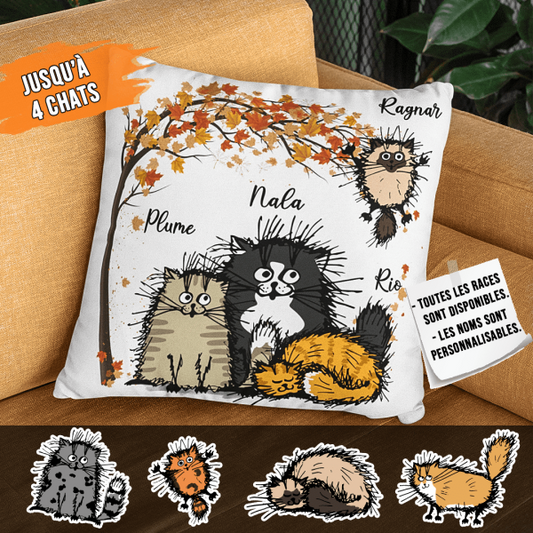 Coussin Décoratif Réservé Aux Chats - Noms personnalisables - Jusqu'à 4 Chats