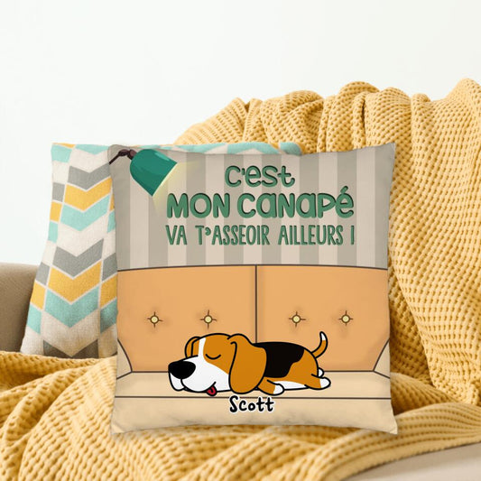 C'est Mon Canapé ! Coussin carré - Chiens et Noms Personnalisables, Jusqu'à 3 Chiens