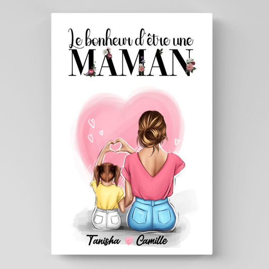 Le bonheur d'être une MAMAN - Toile personnalisée