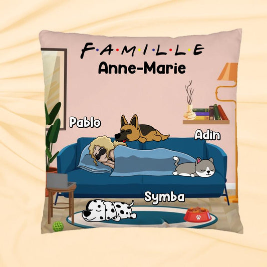Famille de… - Coussin Personnalisé- Jusqu'à 3 animaux
