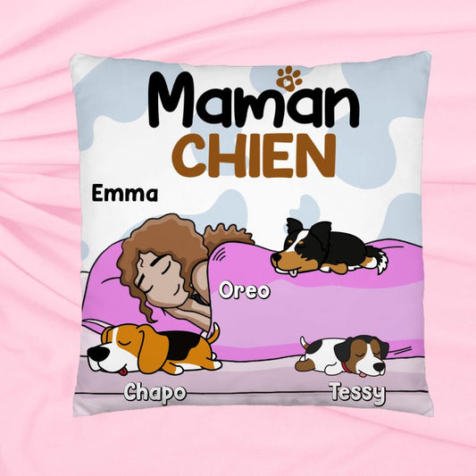Maman Chien.. - Coussin Personnalisable - Jusqu'à 3 Chiens