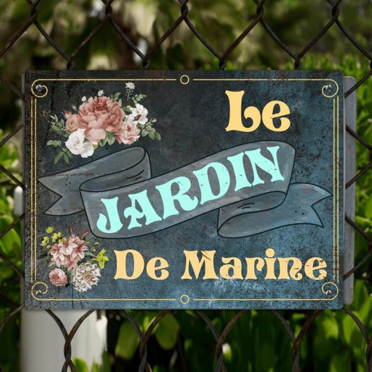 Plaque - Le Jardin de.. - Texte et prénoms personnalisables