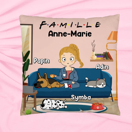 Famille de ... - Coussin Personnalisable - Jusqu'à 3 Animaux