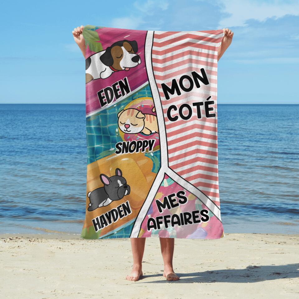 Serviette de plage Personnalisable - Moi Et Mes Animaux.. - Jusqu'à 3 Animaux Personnalisables