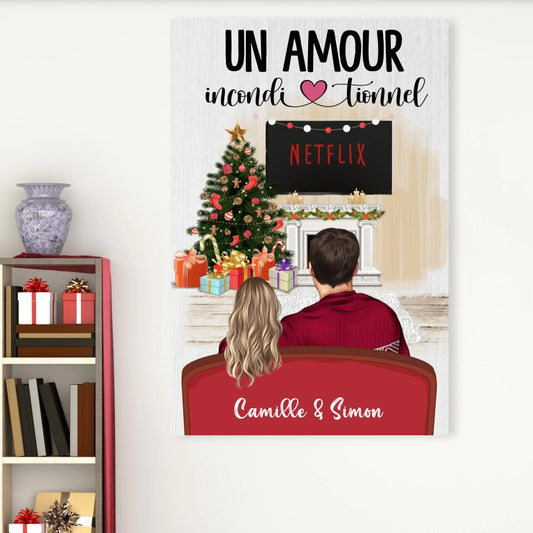 Toile de Noël pour les couples - Prénoms personnalisés